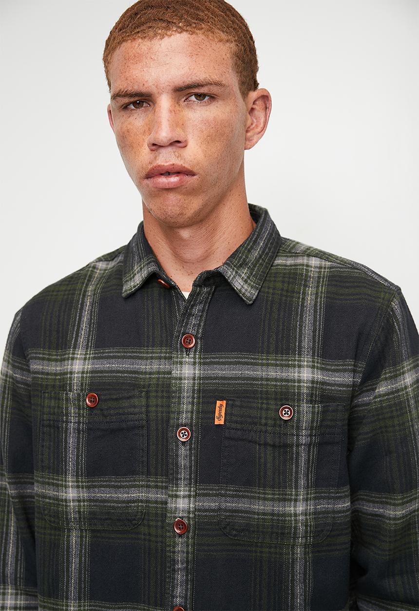 Superdry. - VINTAGE CHECK OVERSHIRT - Boseman Check Black