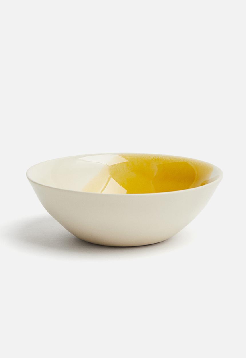 H&M - Hand-painted stoneware bowl - yellow/two-toned