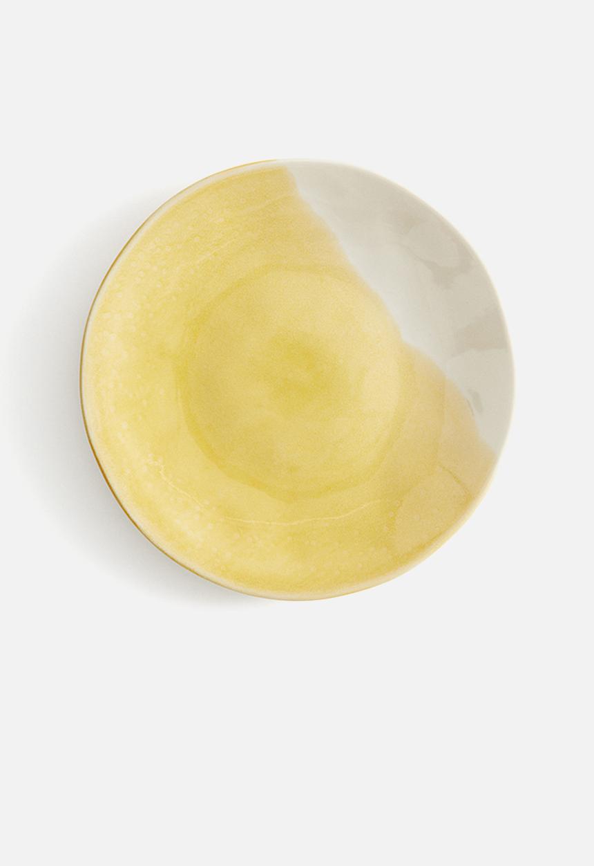 H&M - Hand-painted stoneware plate - yellow/two-toned