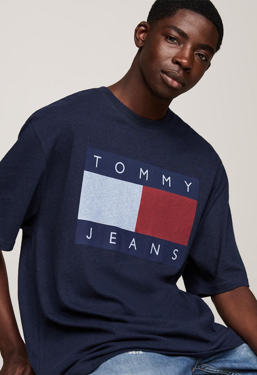Tommy Hilfiger - Tjm Rlx Melange Flag Tee - Dark Night Navy Melange