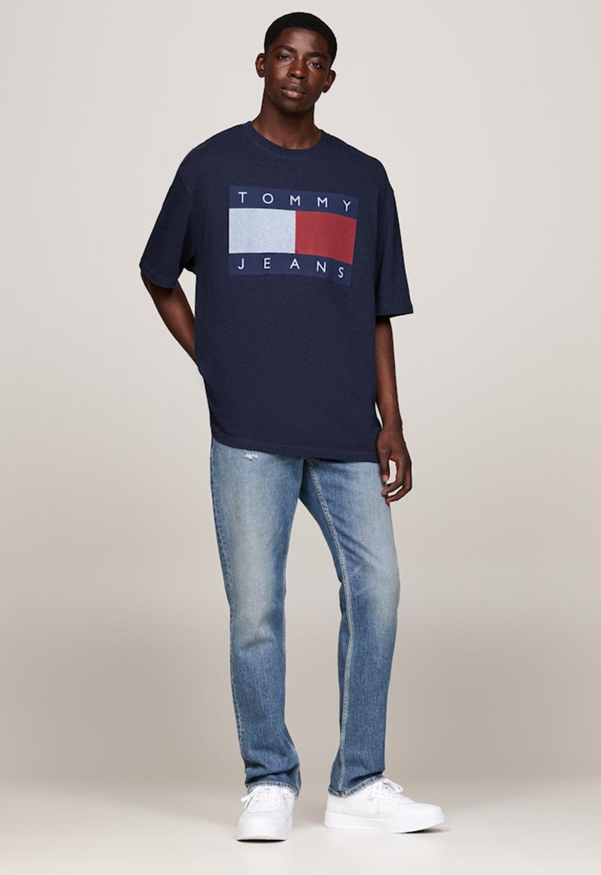 Tommy Hilfiger - Tjm Rlx Melange Flag Tee - Dark Night Navy Melange