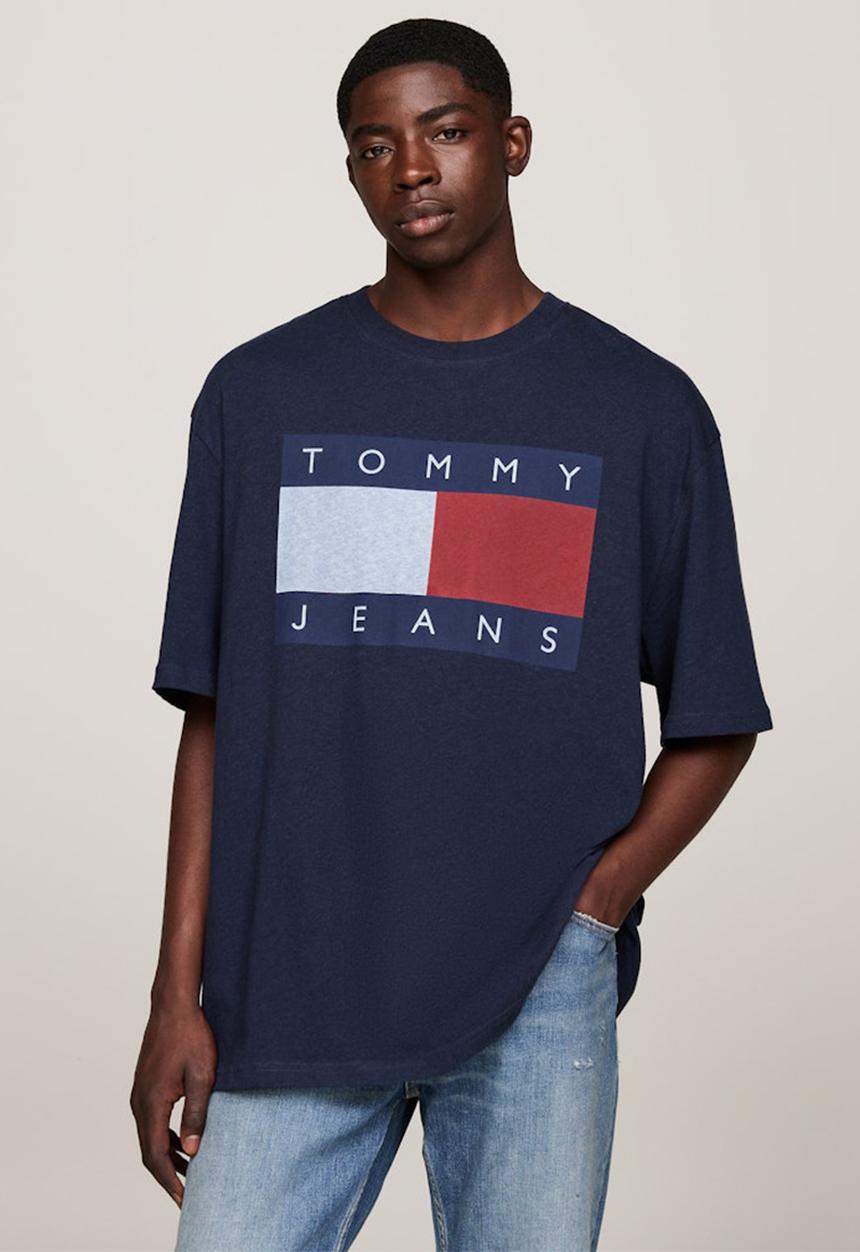 Tommy Hilfiger - Tjm Rlx Melange Flag Tee - Dark Night Navy Melange