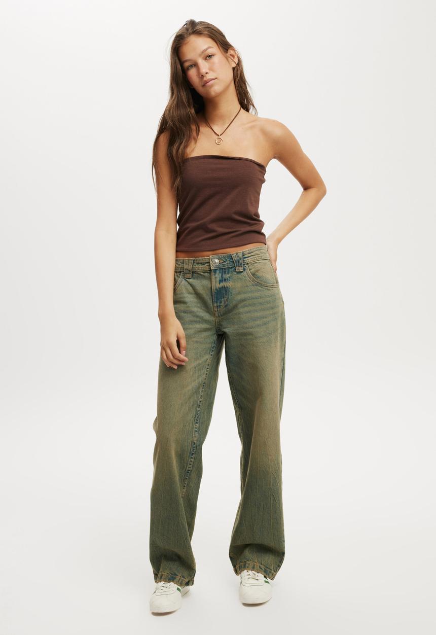 Cotton On - Low Rise Straight Jean - Cliff Blue/Stitch