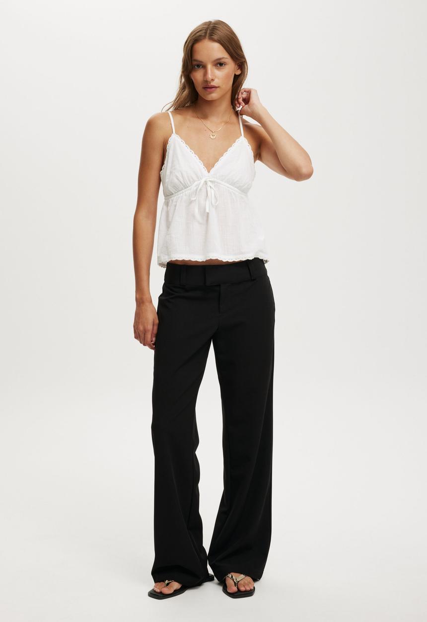 Cotton On - Lola Low Rise Suiting Pant - Black