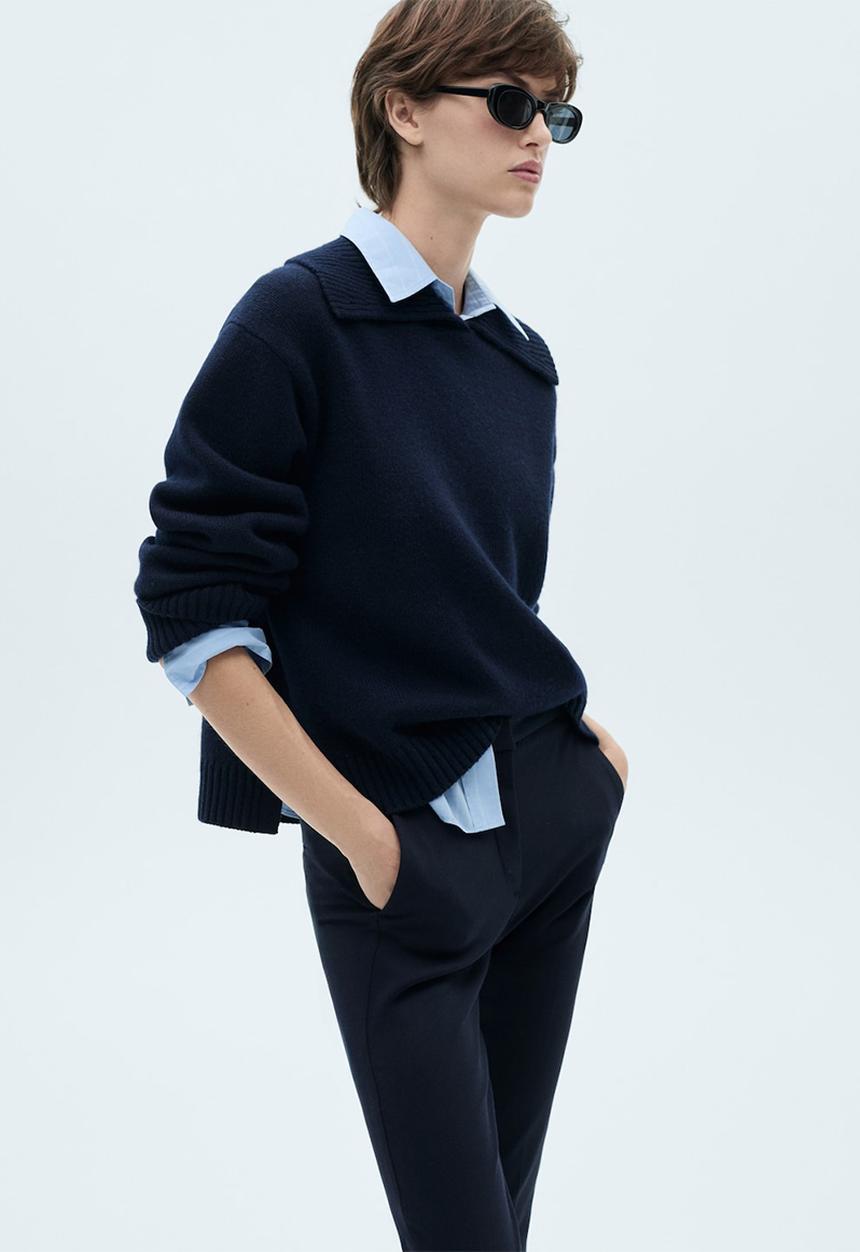 MANGO - Trousers Cola - Midnight Navy