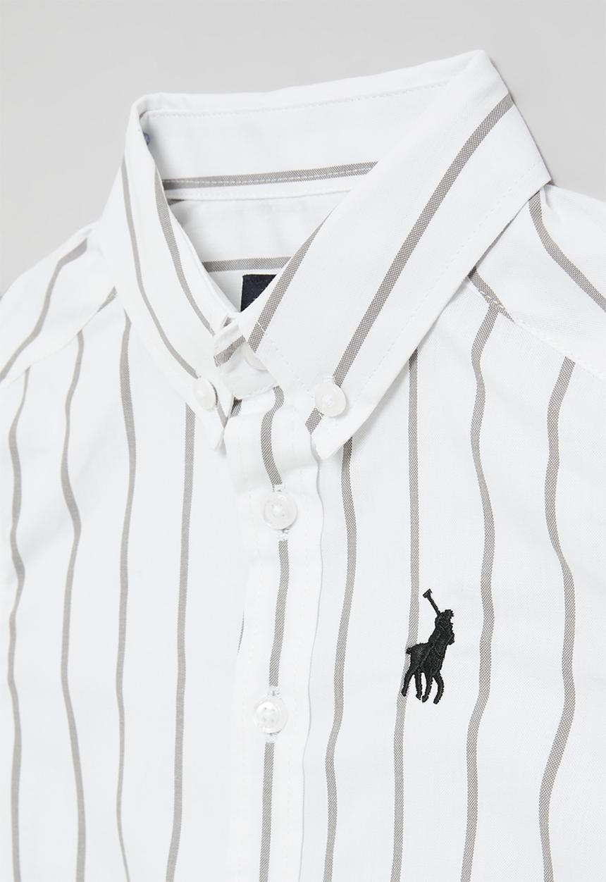 POLO - Boys heath striped long sleeve shirt - grey