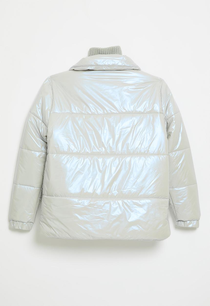 POLO - Girls jamie twofer puffer jacket - silver grey