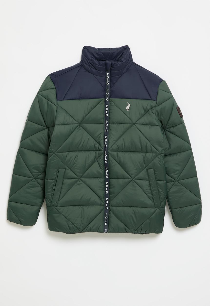 POLO - Boys whyatt colour blocked puffer jacket - forest green