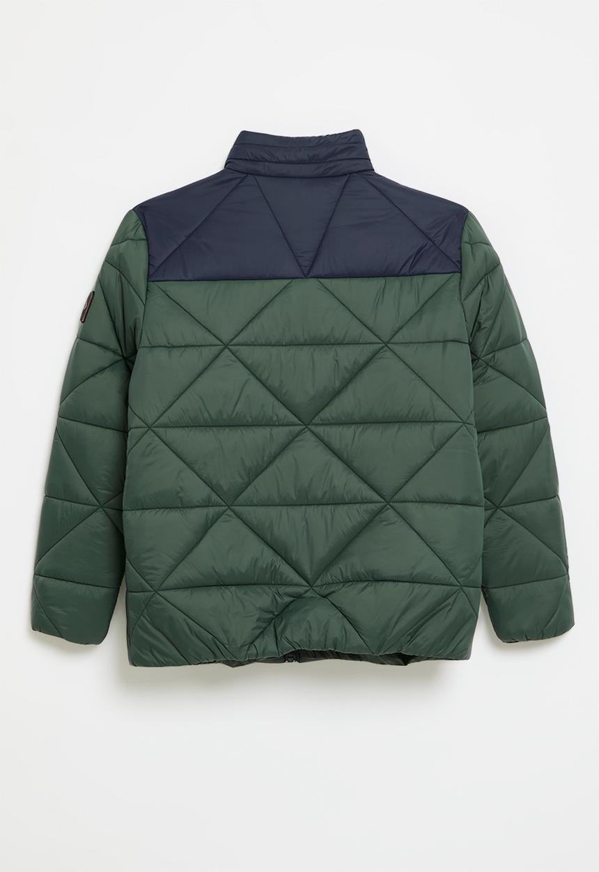 POLO - Boys whyatt colour blocked puffer jacket - forest green