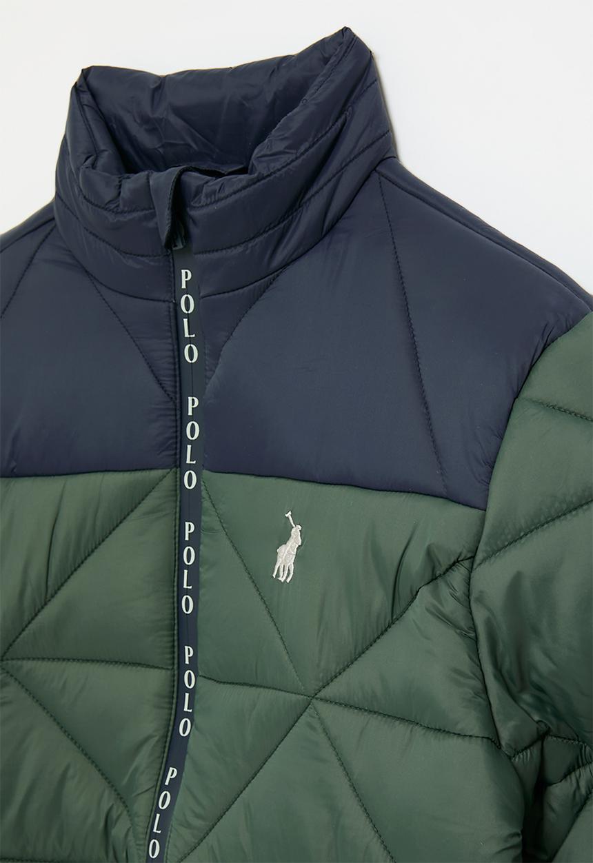 POLO - Boys whyatt colour blocked puffer jacket - forest green