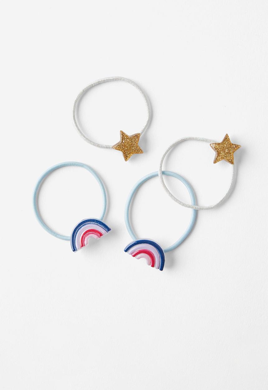 Cotton On - Hannah hair ties - retro rainbows & glitter stars