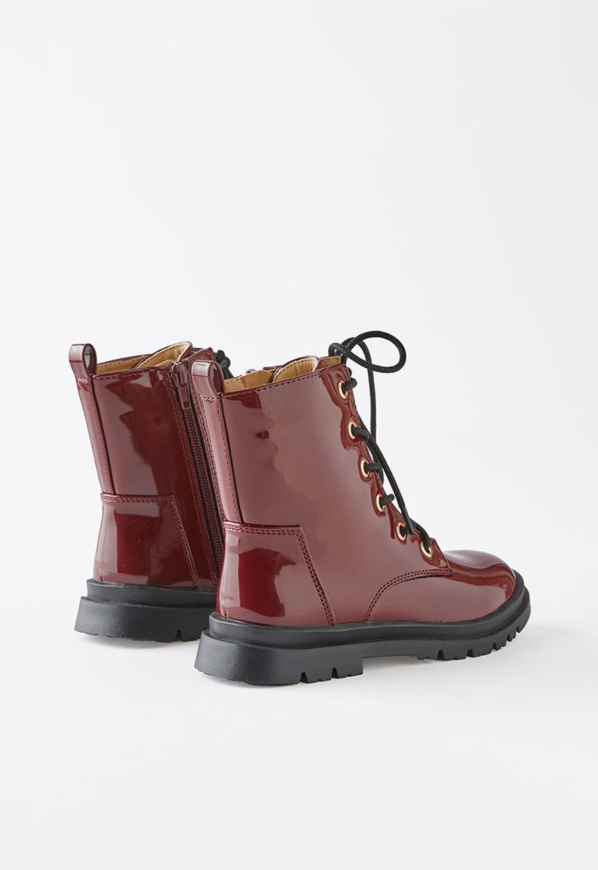 Cotton On - Combat lug boot - bordeaux patent