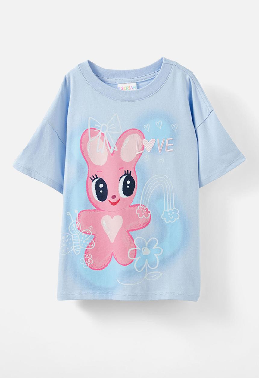 Cotton On - License drop shoulder short sleeve tee - lcn isc bunny love/dawn blue