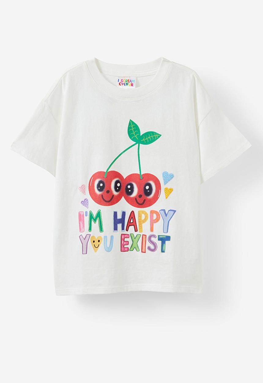 Cotton On - License drop shoulder short sleeve tee - lcn isc happy cherries/vanilla