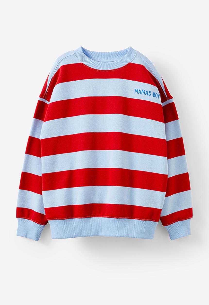 Cotton On - Sammy oversize crew - varsity red/dawn blue stripe/mama s boy