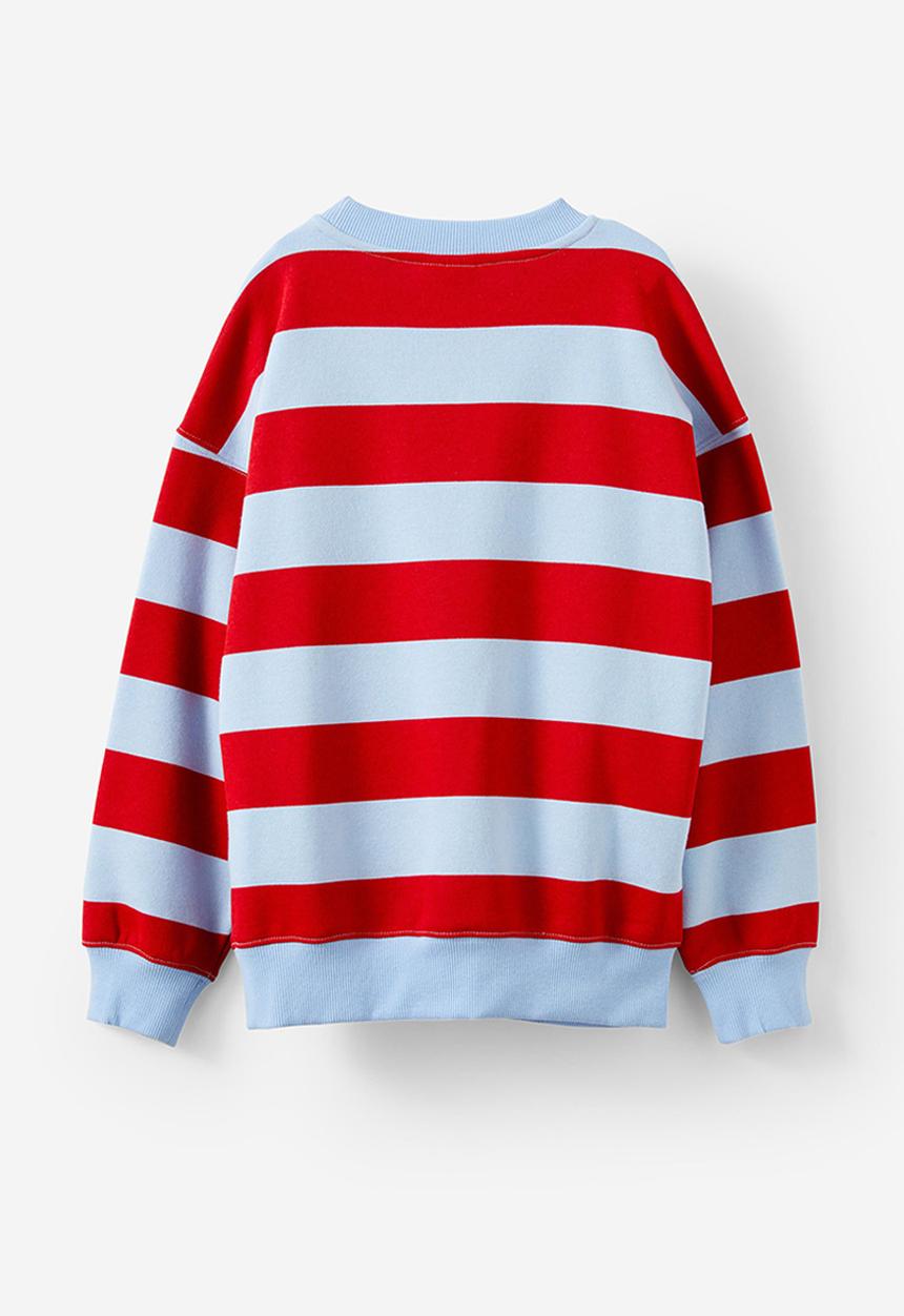 Cotton On - Sammy oversize crew - varsity red/dawn blue stripe/mama s boy
