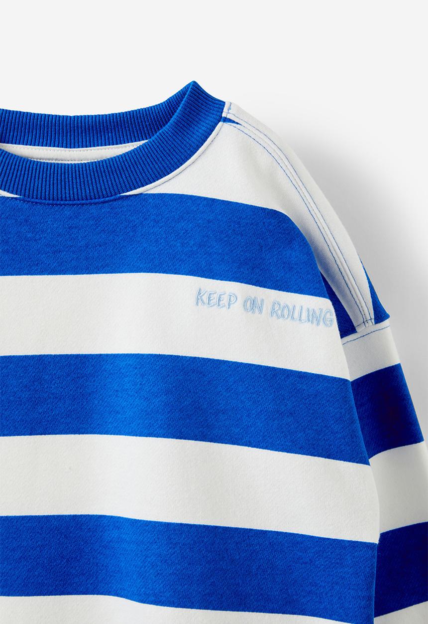 Cotton On - Sammy oversize crew - dark vanilla/harbour blue stripe/keep rolling
