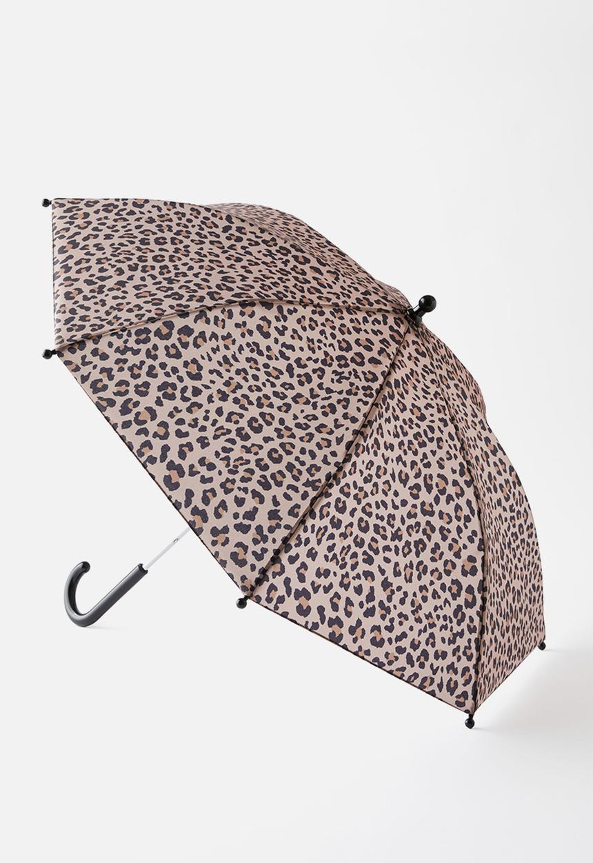 Cotton On - Kids rainy day umbrella - leopard print/varsity red