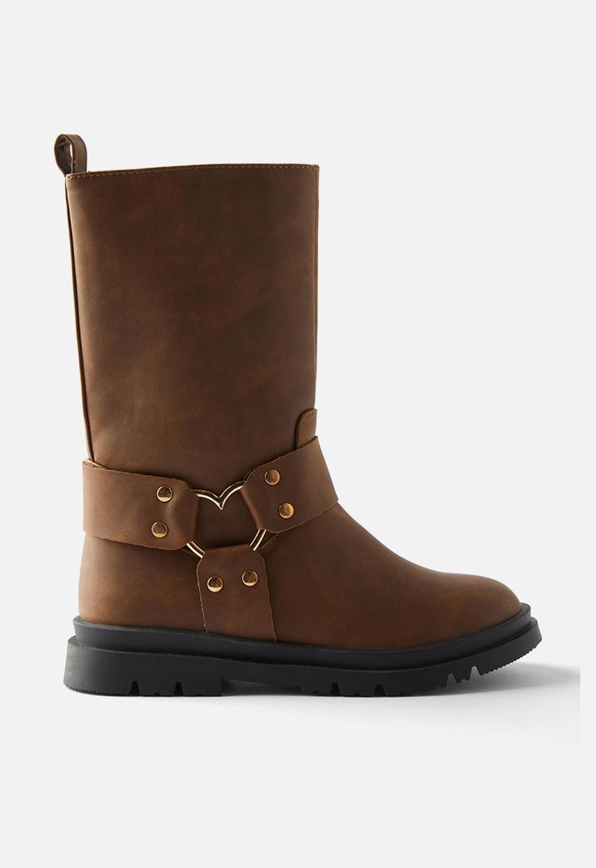 Cotton On - Betty biker boot - tan/gold