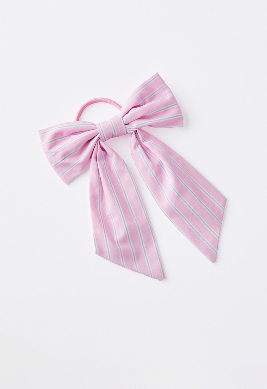 Cotton On - Bailee bow hair tie - fairy pink/chloe stripe