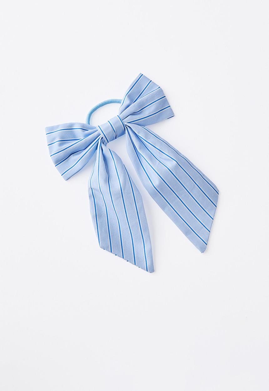 Cotton On - Bailee bow hair tie - dawn blue/chloe stripe