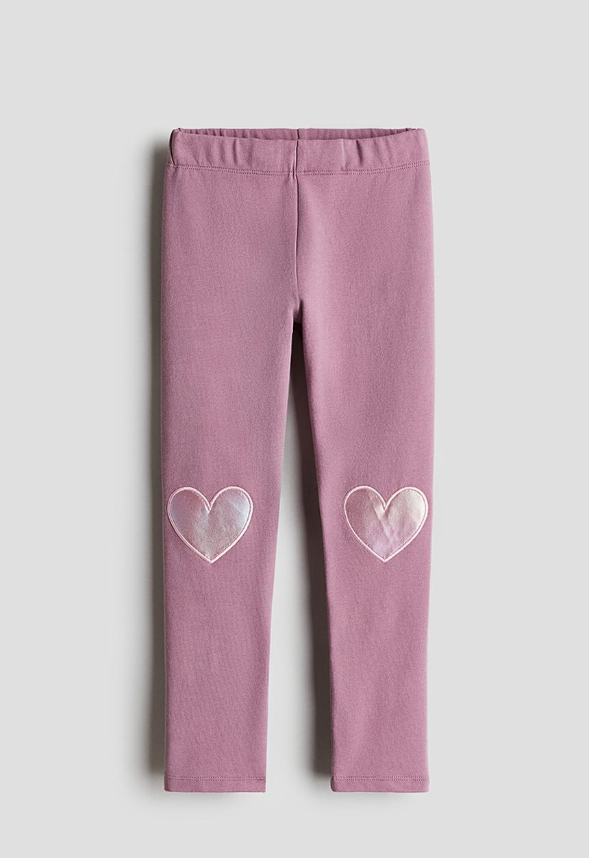 H&M - Leggings - dusty purple hearts