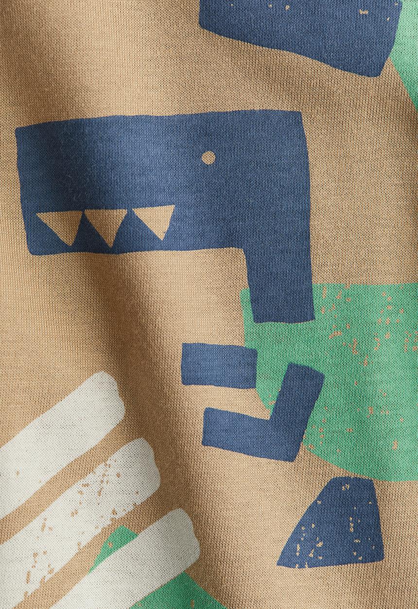 H&M - Printed jersey top - beige dinosaurs