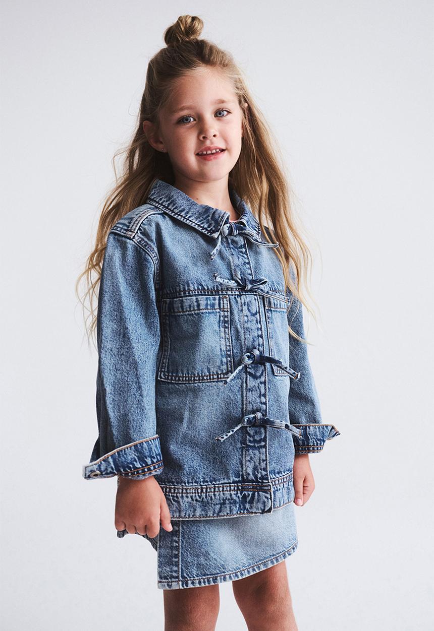 Cotton On - Emery denim shacket - blue haven mid blue/bows