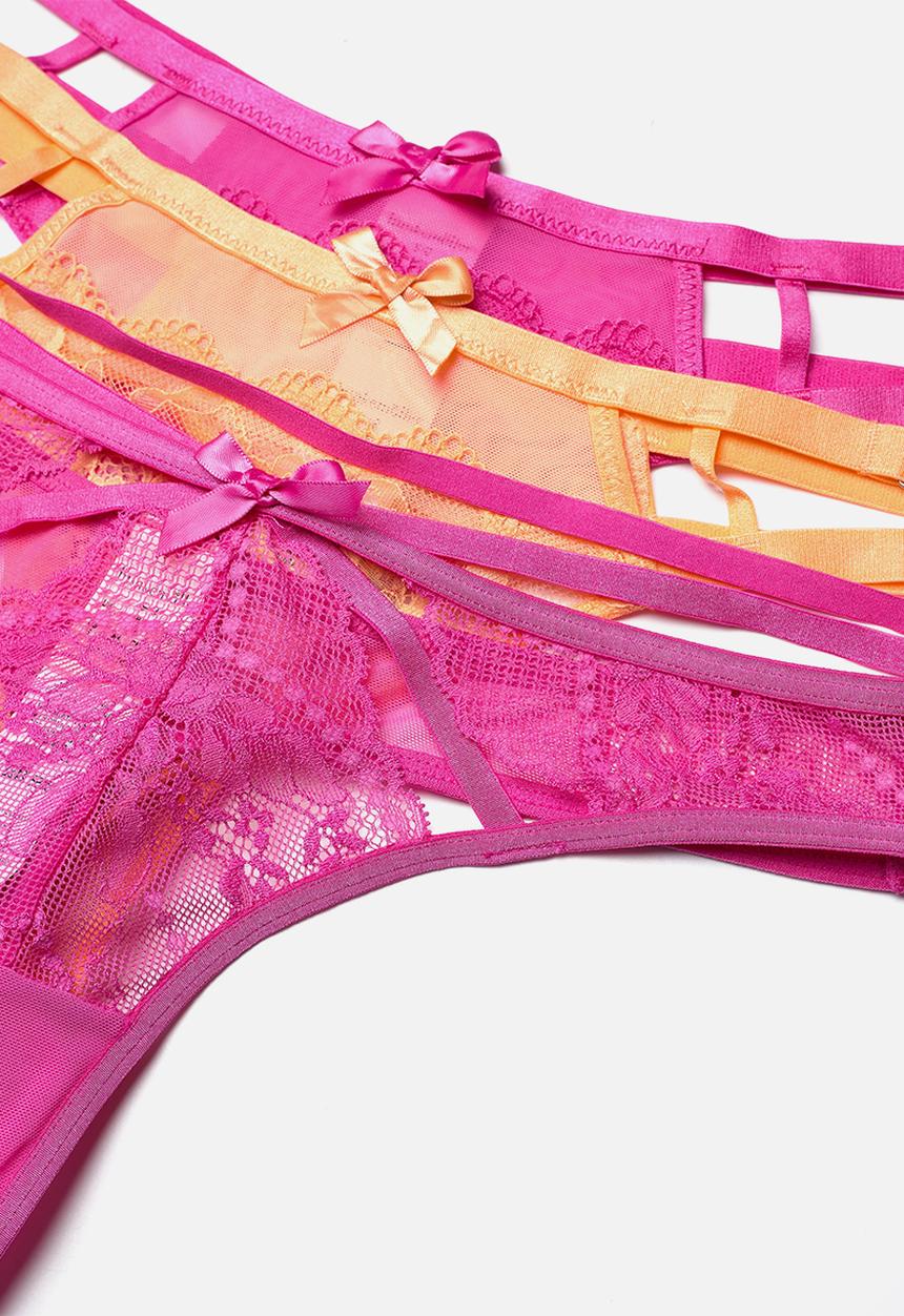 Hunkemoller - 3 Pack string r - pink & orange
