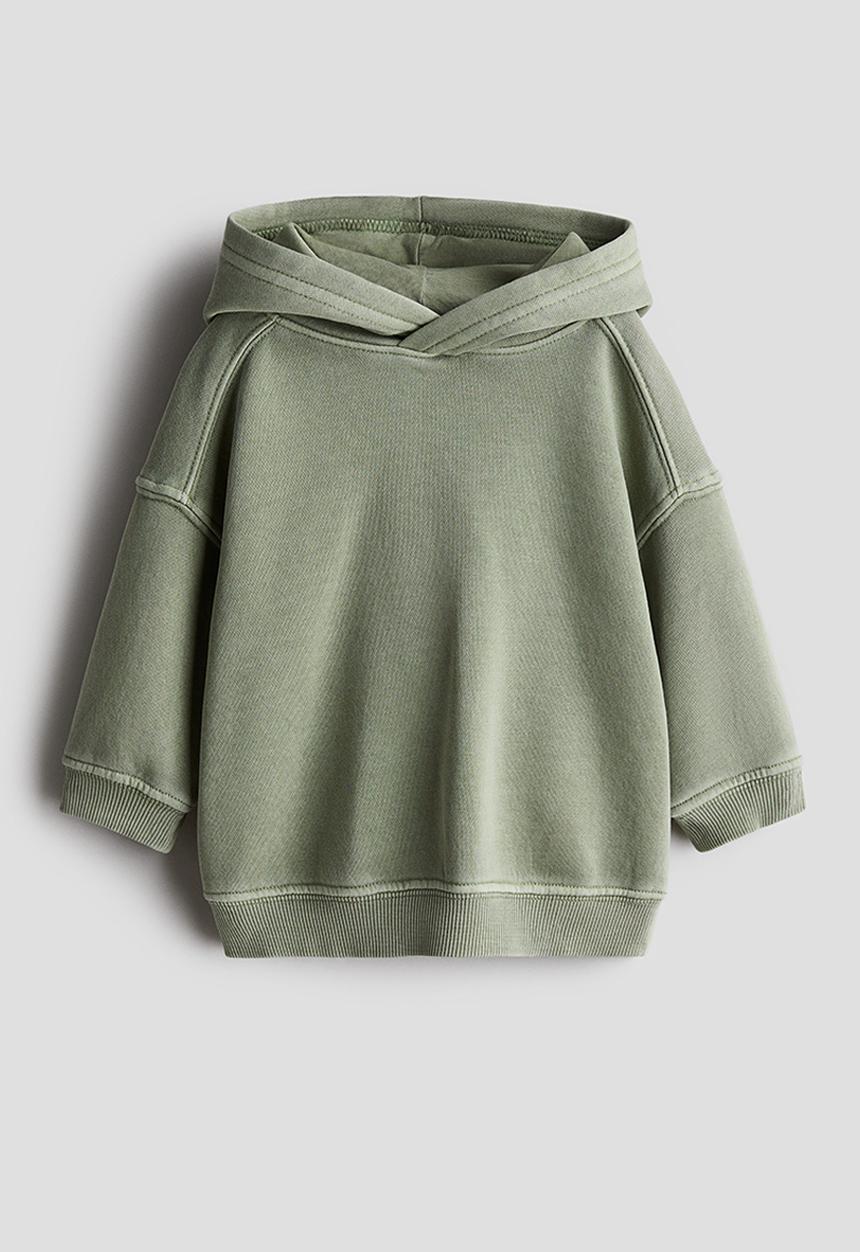 H&M - Washed hoodie - khaki green