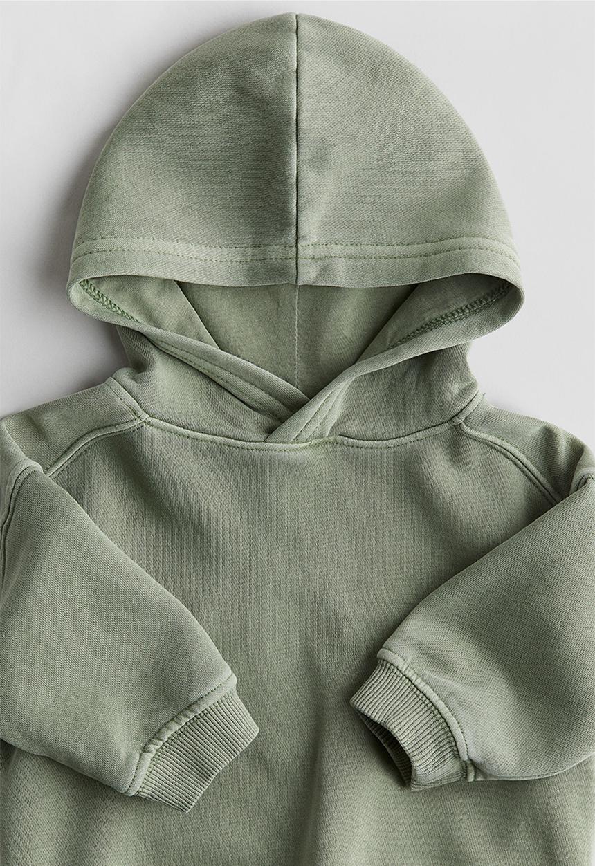 H&M - Washed hoodie - khaki green