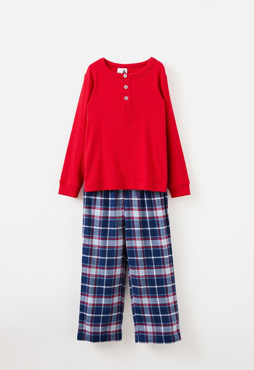 Cotton On - Leo long sleeve pyjama set - in the navy/ large check