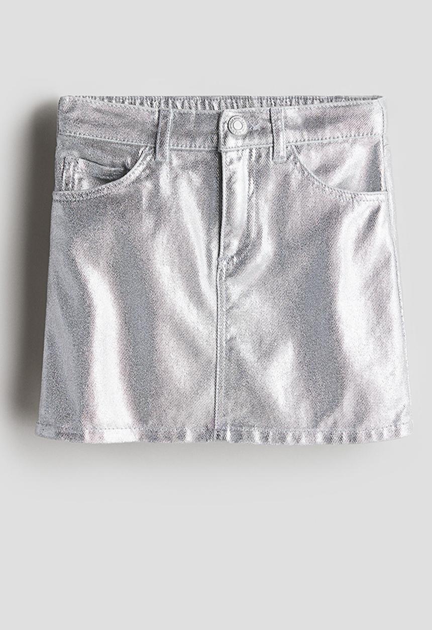 H&M - Shimmering denim skirt - silver-coloured