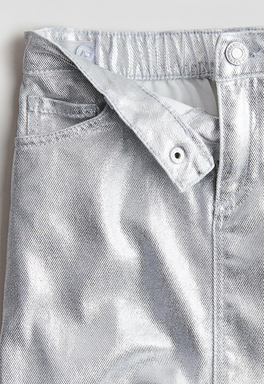 H&M - Shimmering denim skirt - silver-coloured