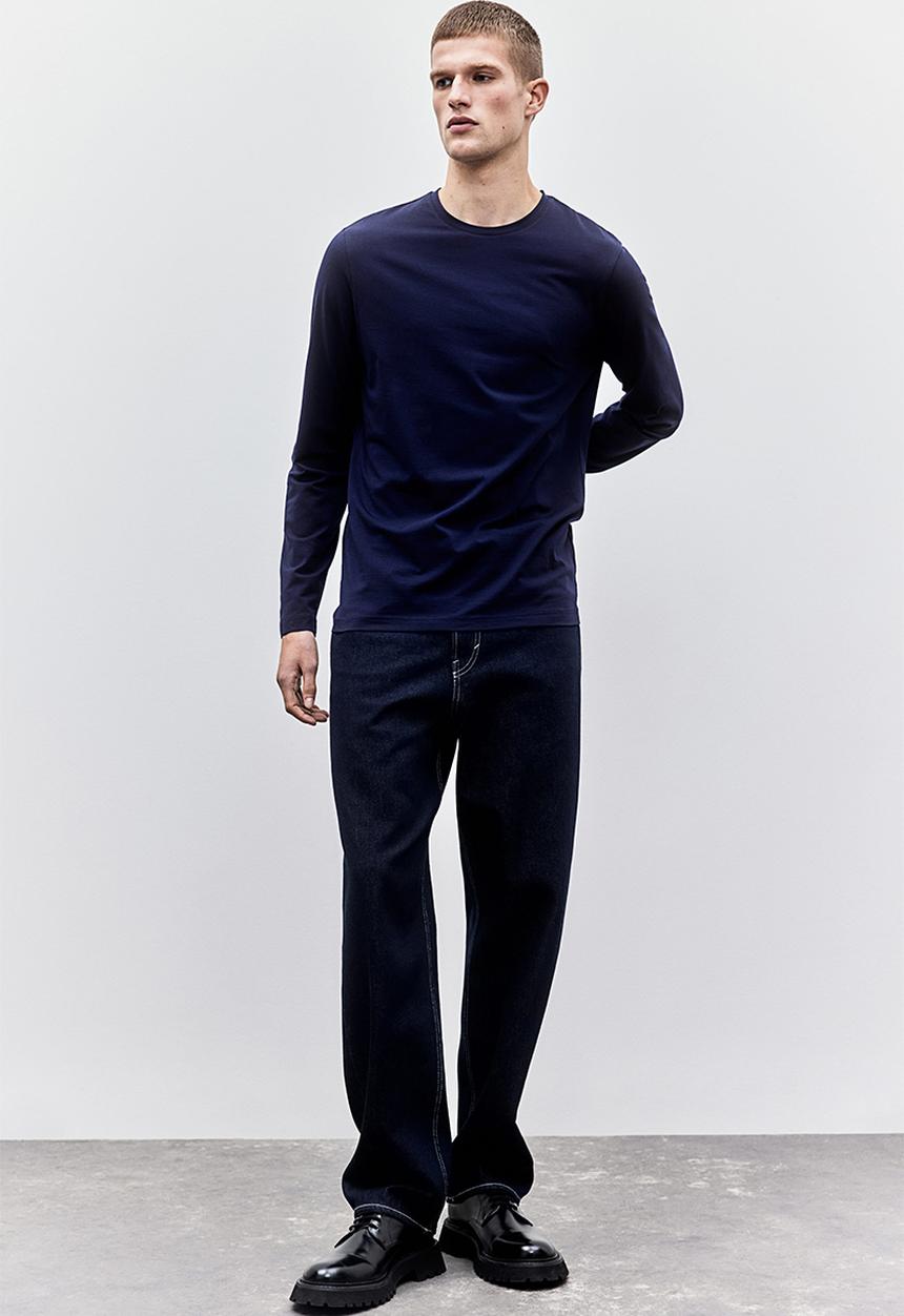 H&M - Slim fit jersey top - navy blue 