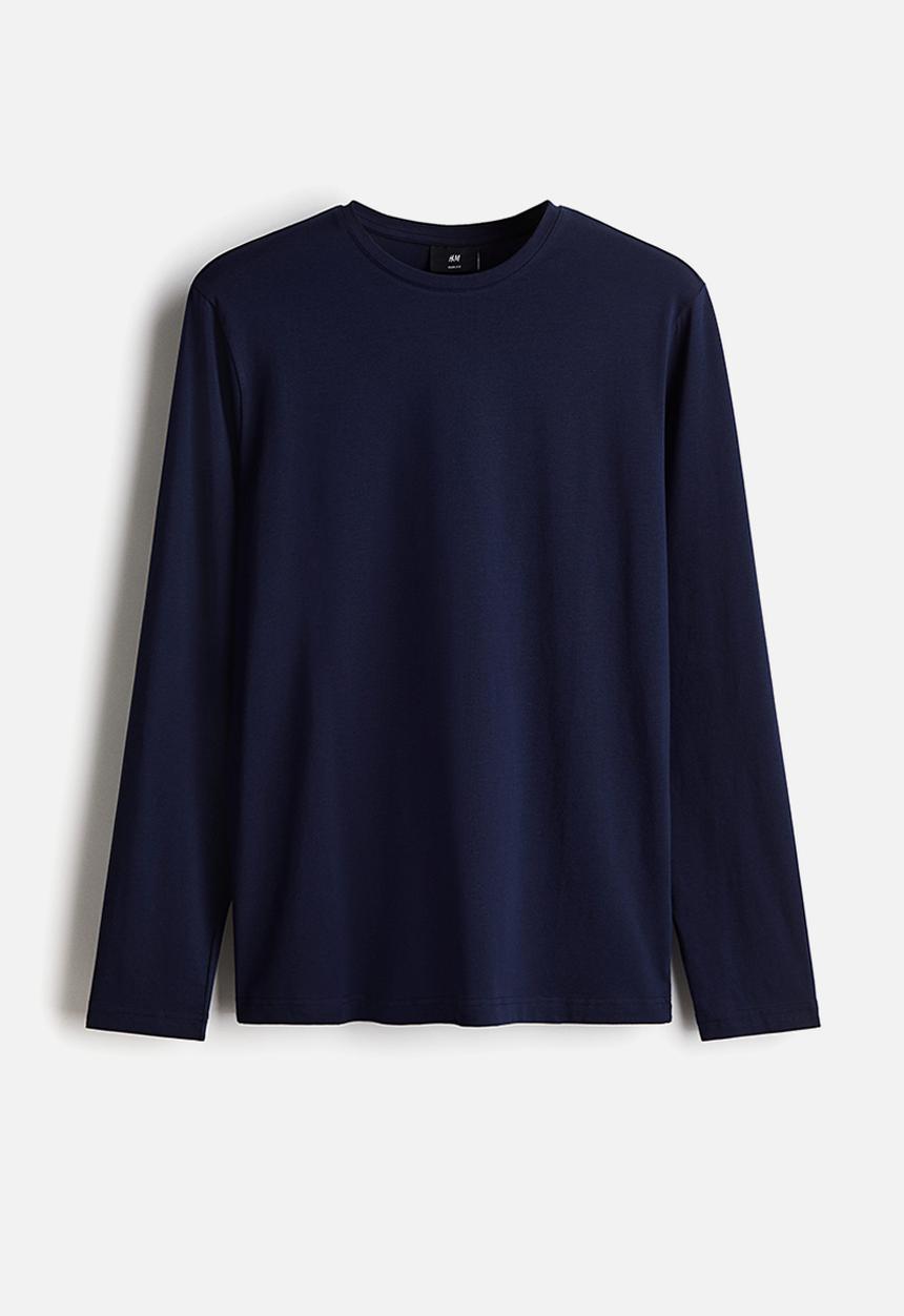 H&M - Slim fit jersey top - navy blue 