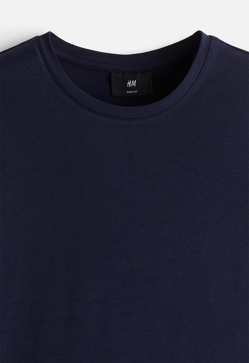 H&M - Slim fit jersey top - navy blue 