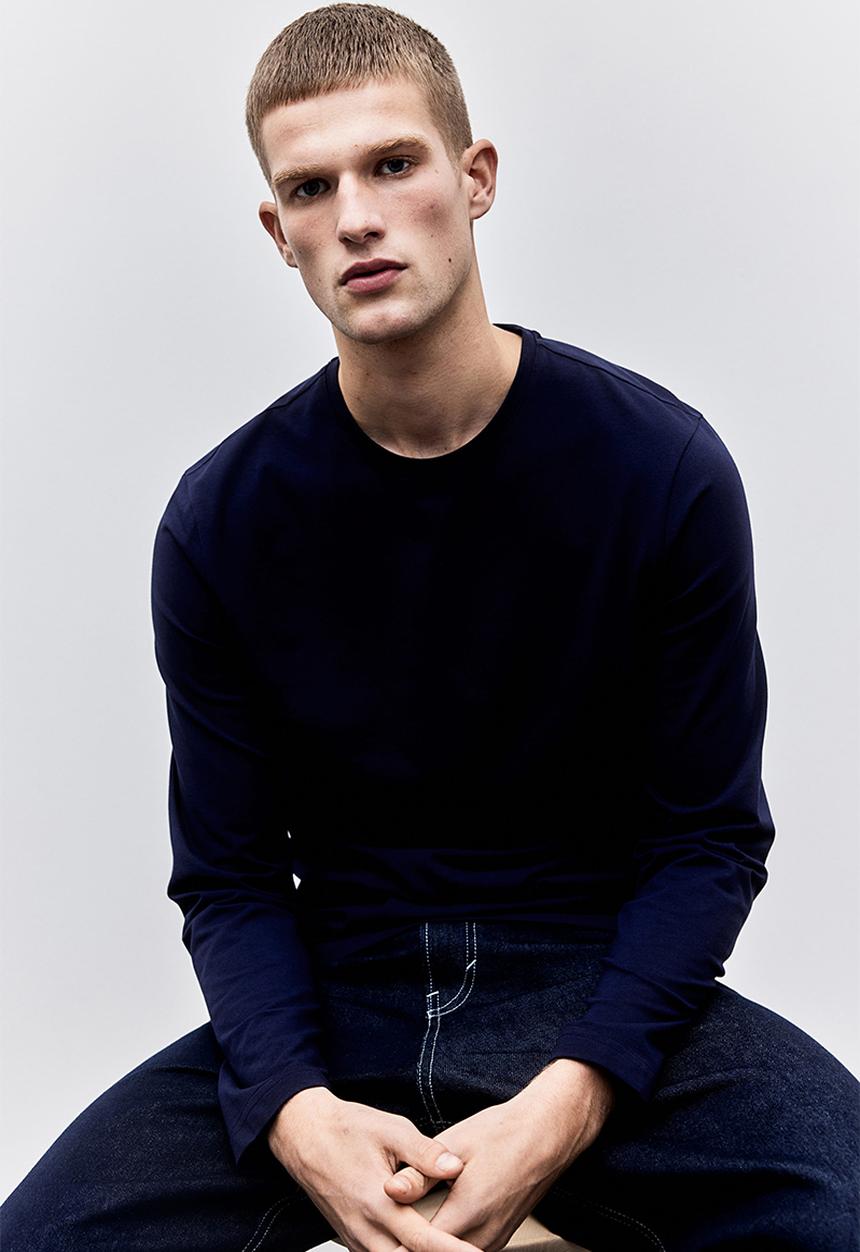 H&M - Slim fit jersey top - navy blue 