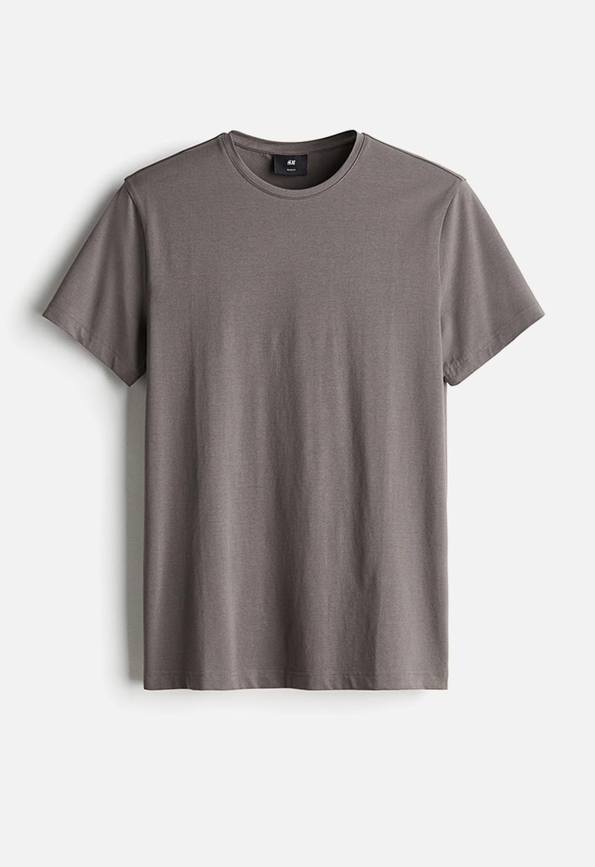 H&M - Slim fit round-necked T-shirt - grey