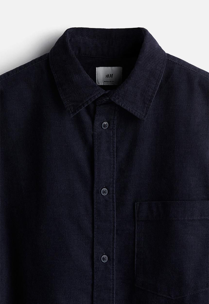 H&M - Regular fit corduroy shirt - blue