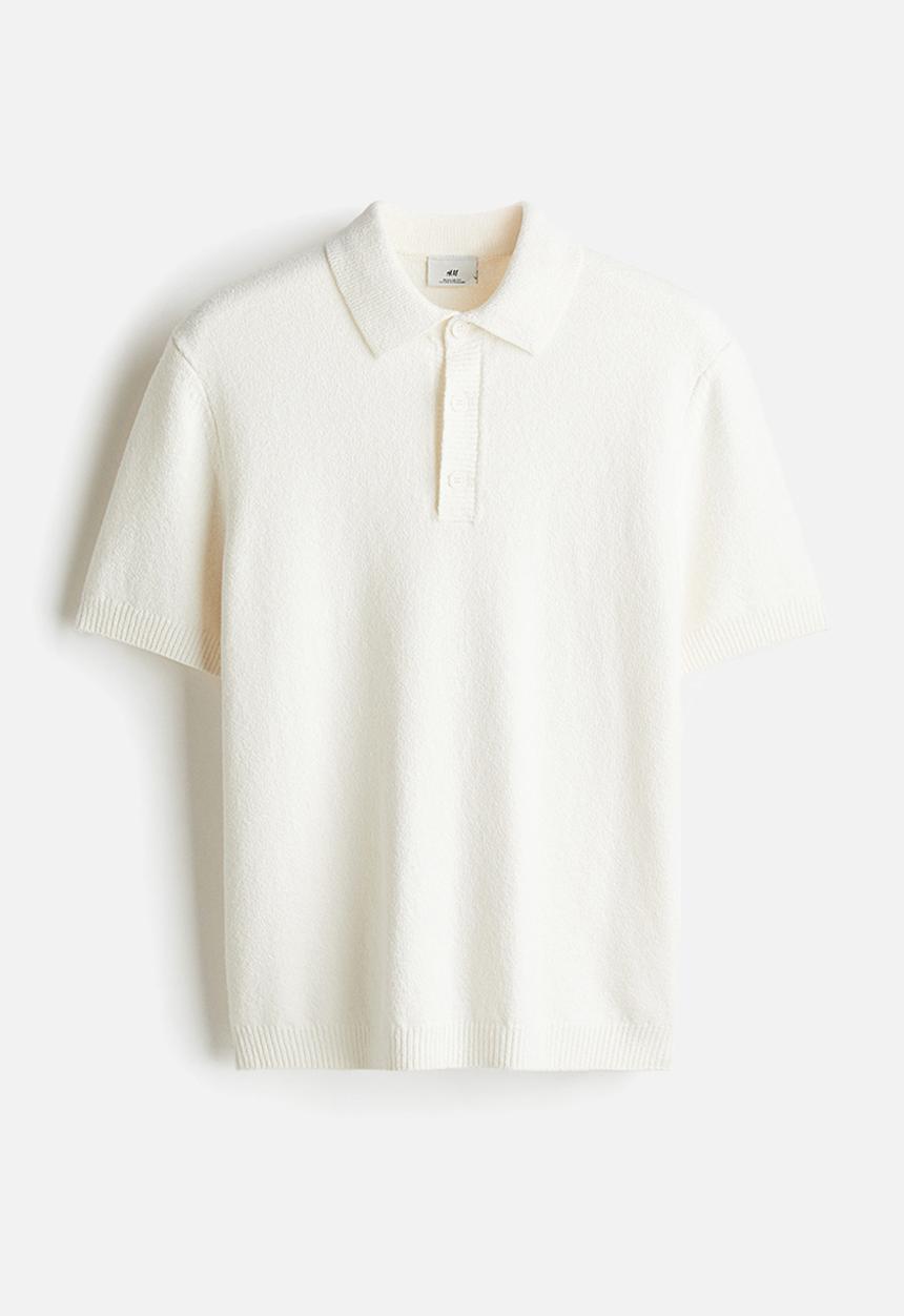 H&M - Regular fit bouclé polo shirt - cream