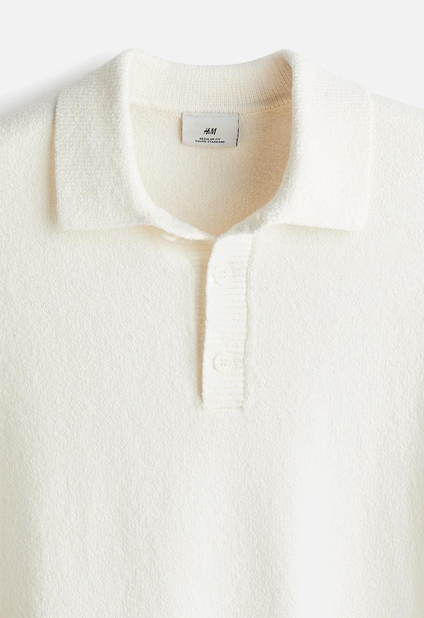 H&M - Regular fit bouclé polo shirt - cream