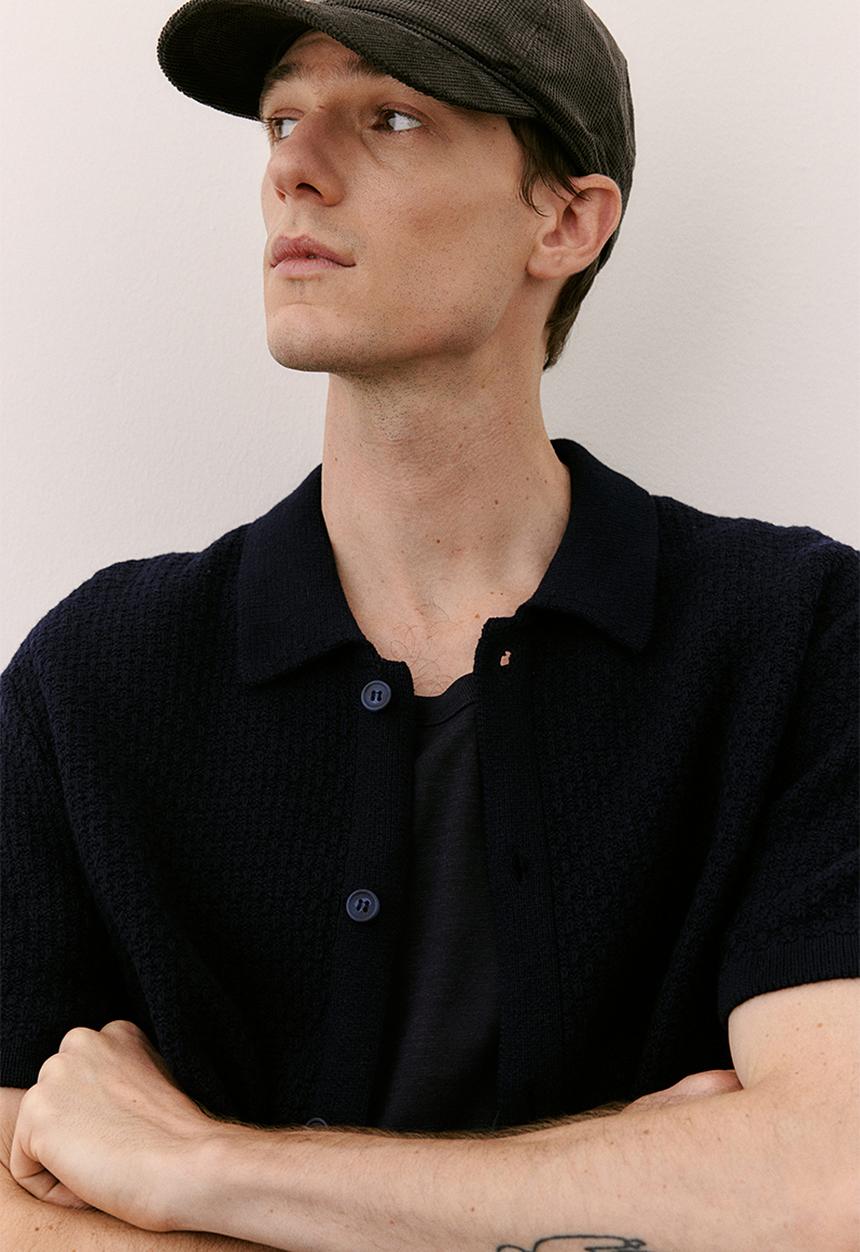H&M - Regular fit textured-knit shirt - blue