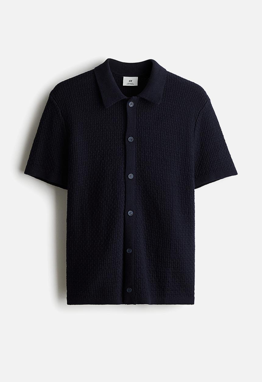 H&M - Regular fit textured-knit shirt - blue
