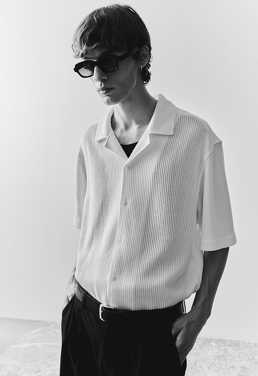 H&M - Loose fit ribbed resort shirt - white