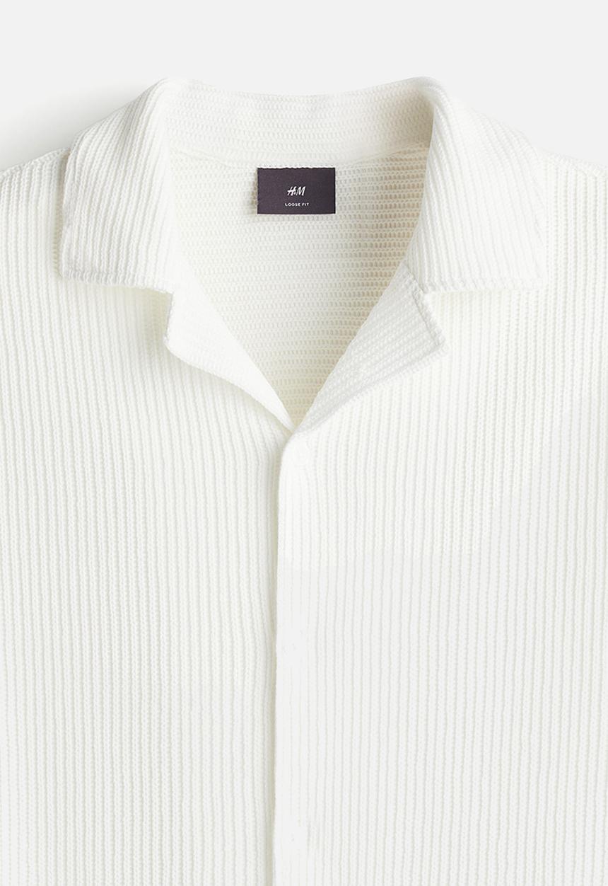 H&M - Loose fit ribbed resort shirt - white