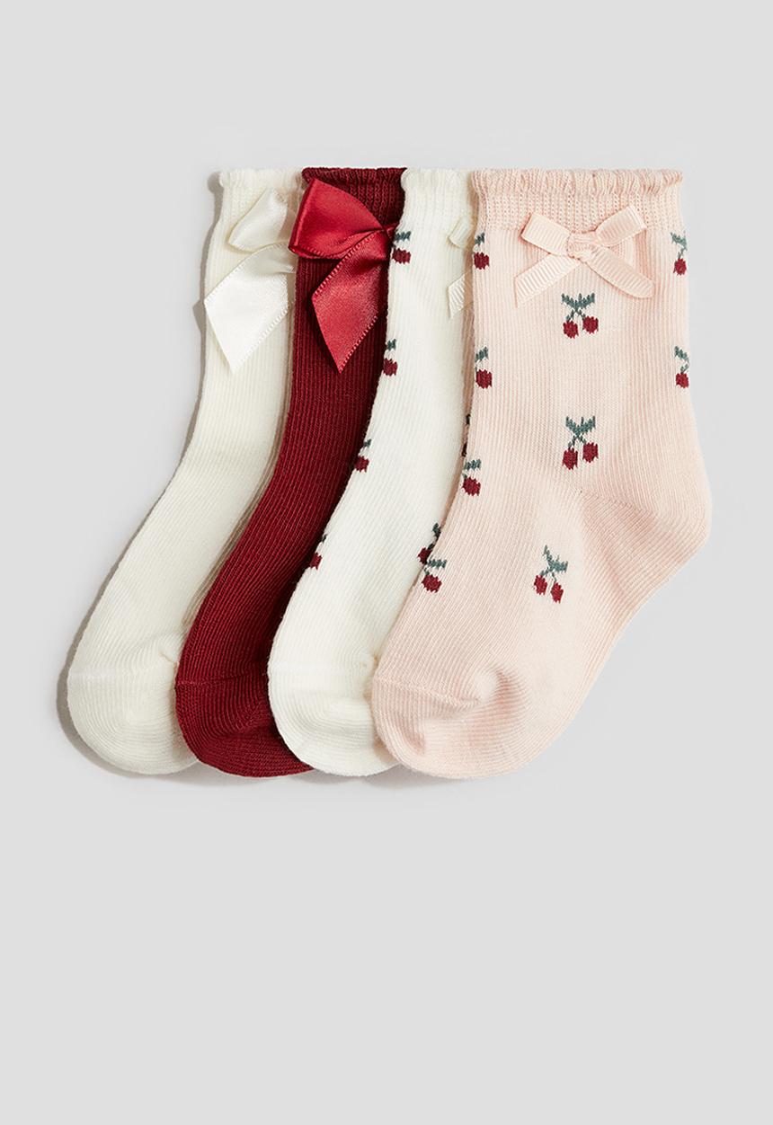 H&M - 4-Pack socks - pink cherries
