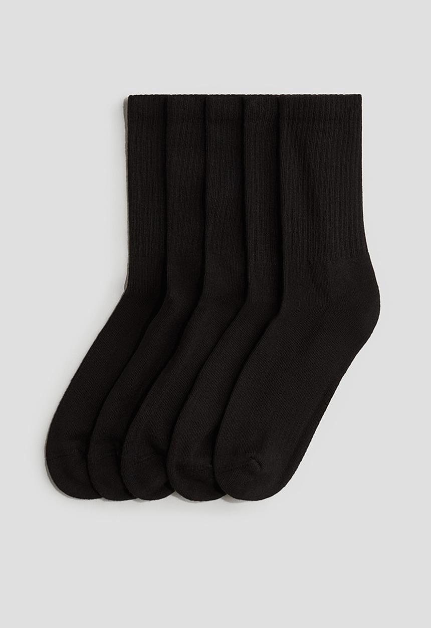 H&M - 5-Pack ribbed terry socks - black