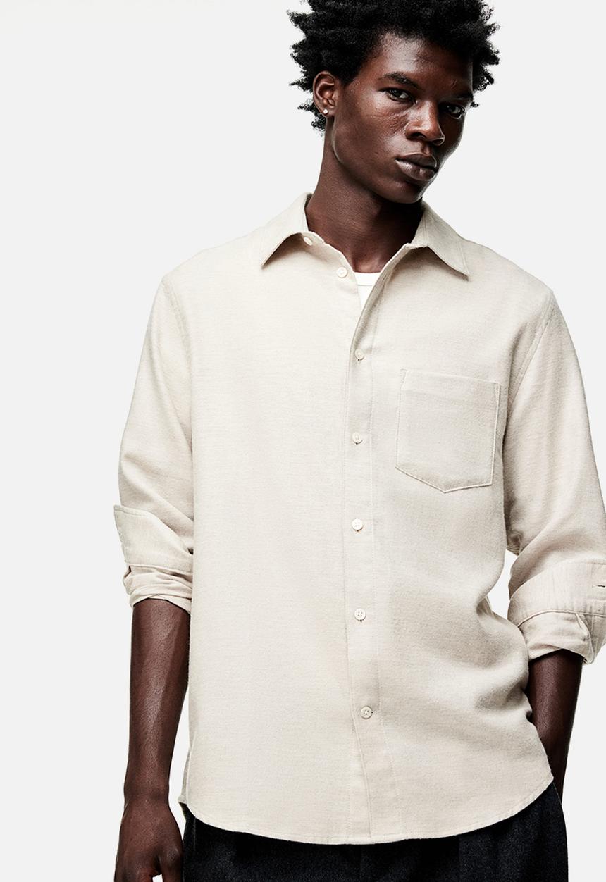 H&M - Regular fit flannel shirt - beige