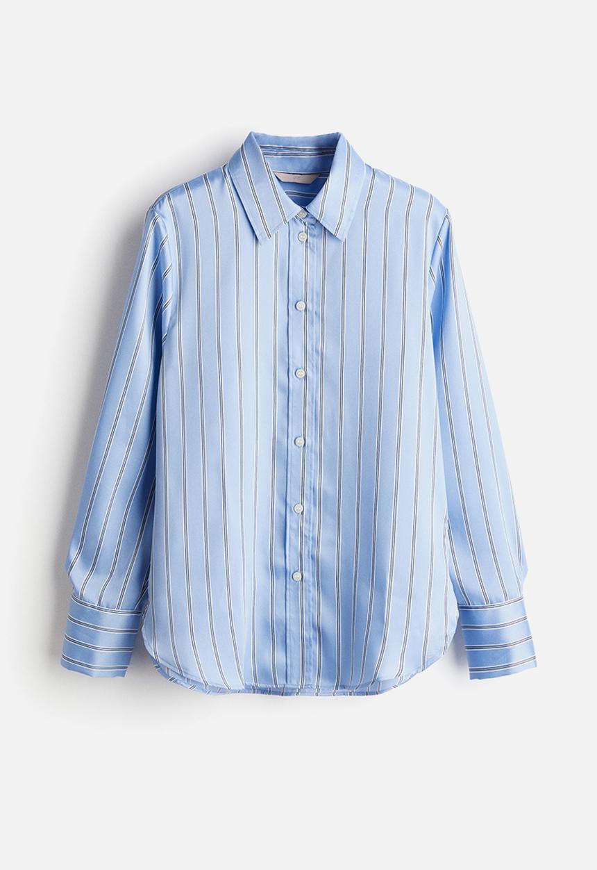 H&M - Shirt - light blue striped 